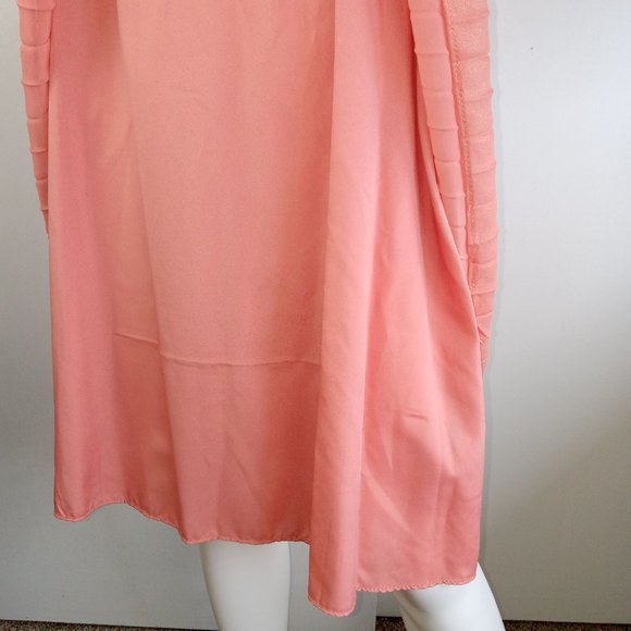 Nanette Lepore Women's Smocked Waist Midi Dress Size 8 Shimmery Pink Lined - Picture 4 of 11